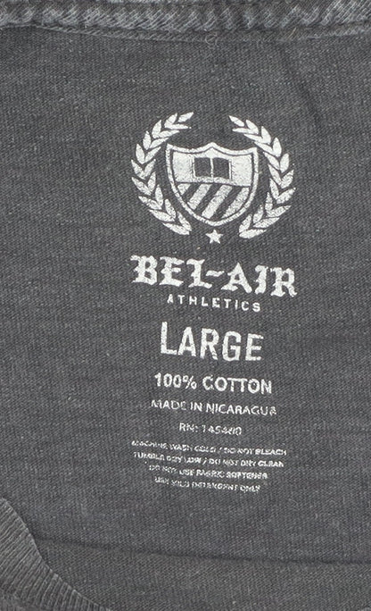 Bel-Air Athletics Men’s Black Cotton Pullover Jumper Size L Graphic Print