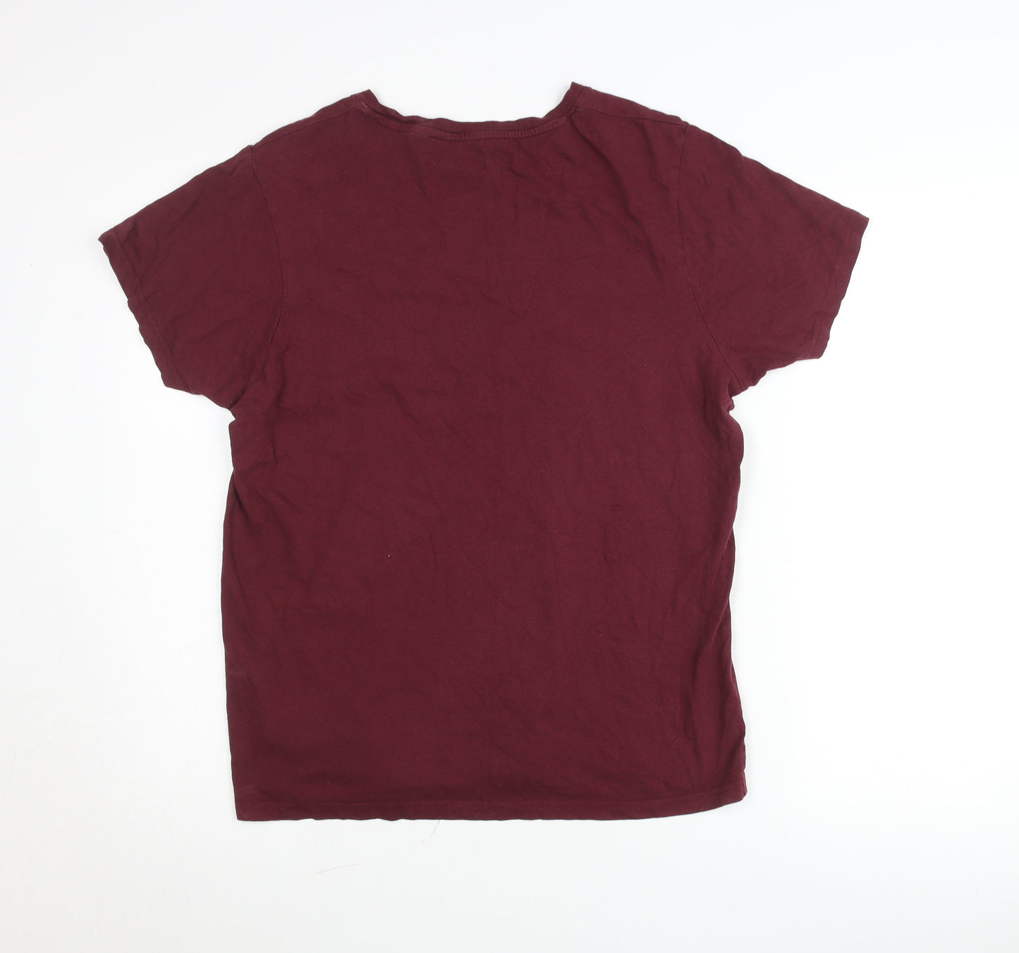 Brave Soul Men's Red Cotton Crew Neck Short Sleeve T-Shirt Size L