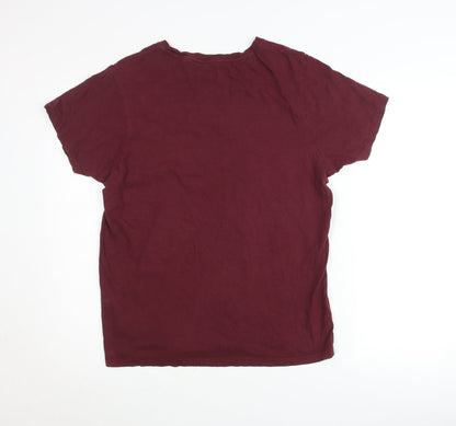 Brave Soul Men's Red Cotton Crew Neck Short Sleeve T-Shirt Size L
