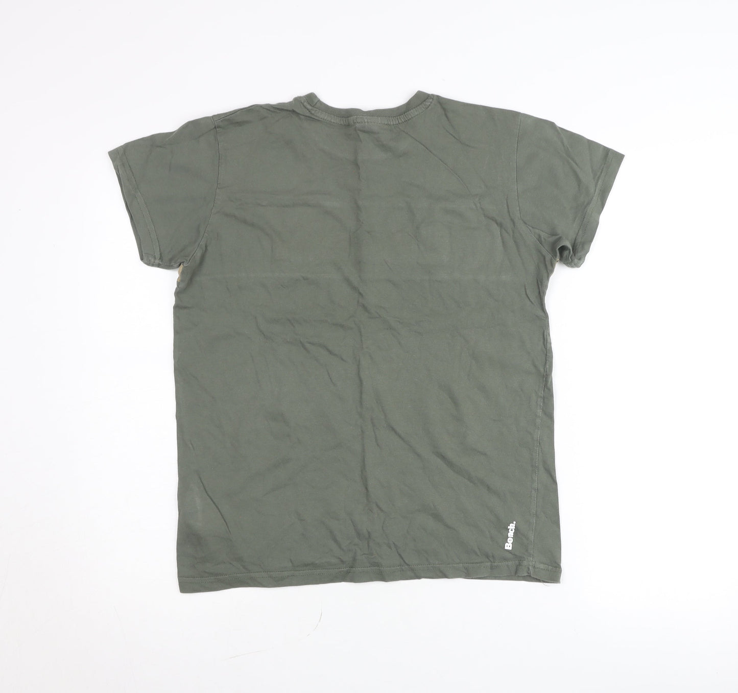 Bench Boys Green Camouflage Logo T-Shirt 15-16 Years Short Sleeve