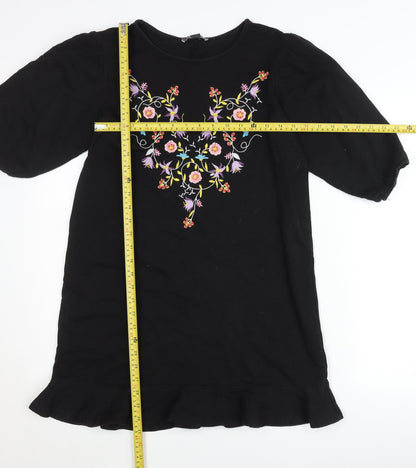 Primark Women’s Black Size 10 Floral Embroidered Shift Dress