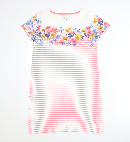 Joules Womens Multicoloured Size 10 T-Shirt Dress Floral Stripe