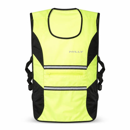 Front view of Hilly unisex adults green reflective running tank one size polyester