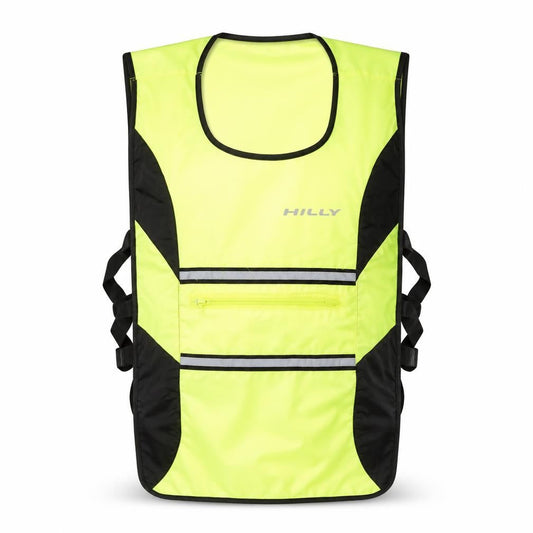 Front view of Hilly unisex adults green reflective running tank one size polyester