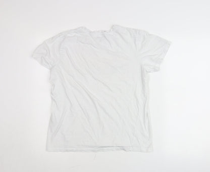 Jack & Jones Men’s White Graphic Logo T-Shirt Size M Crew Neck