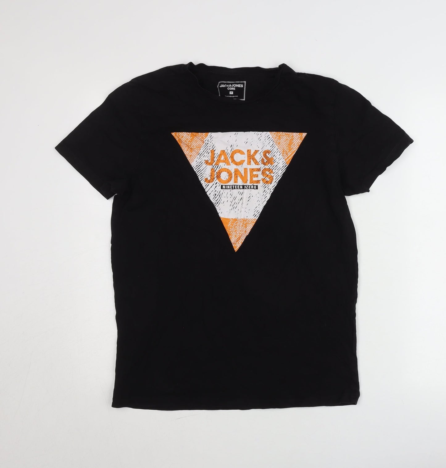 Jack & Jones Mens Black Graphic Print Crew Neck T-Shirt Size M
