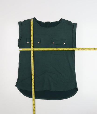 Oasis Women’s Green Sleeveless Blouse Size S Casual Top