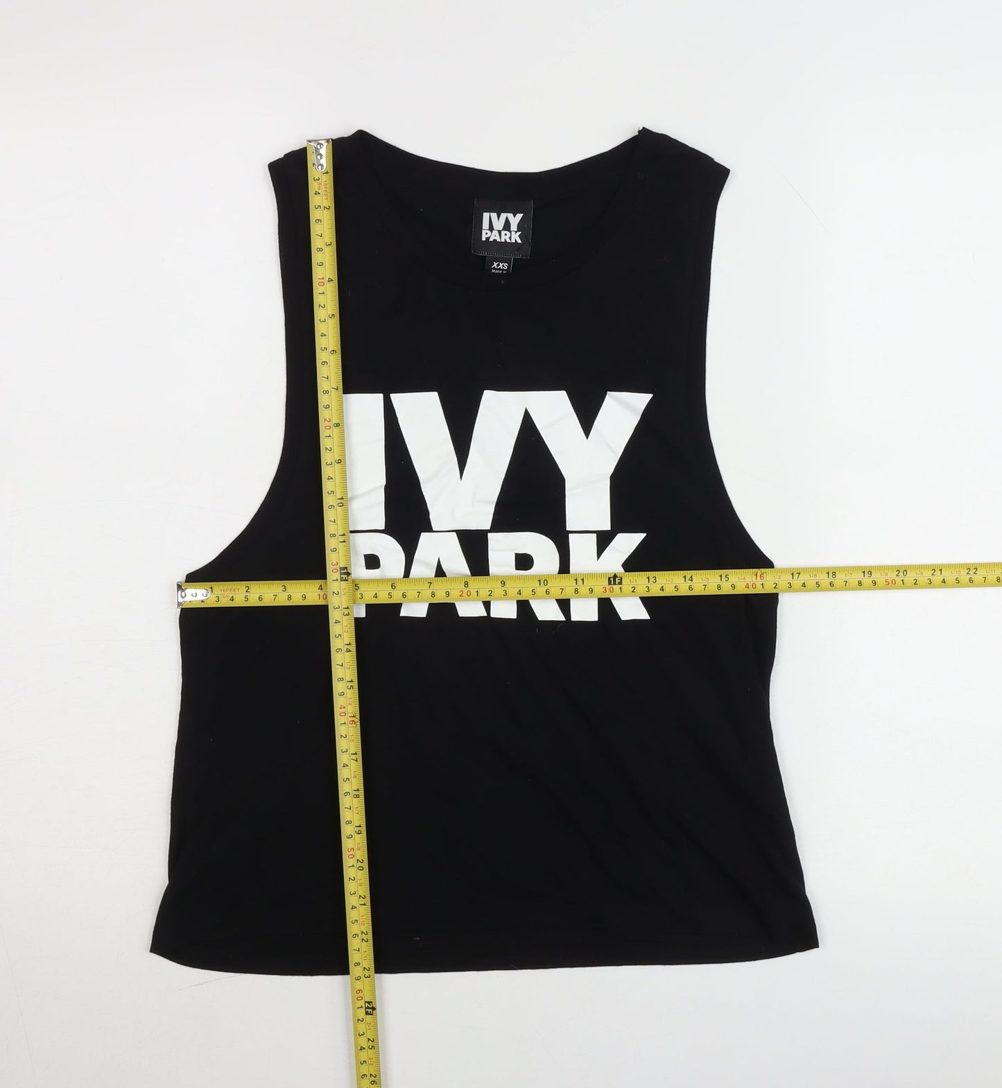 IVY PARK Womens Black Tank Top XXS Sleeveless Jersey Cotton Blend