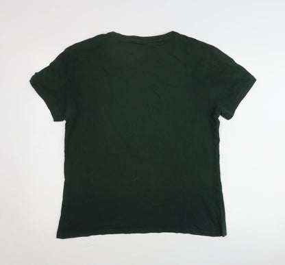 Tommy Hilfiger Men’s Green Logo Tape Crew Neck T-Shirt Size L