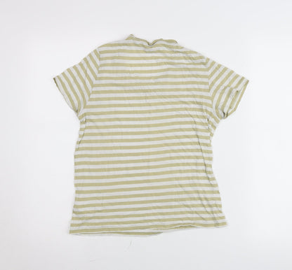 Monki Women’s Green Striped XS Basic Short Sleeve Cotton Modal T-Shirt