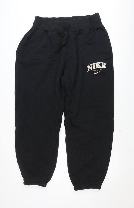 Nike Men Black Sweatpants M Regular Fit Fleece Logo Casual