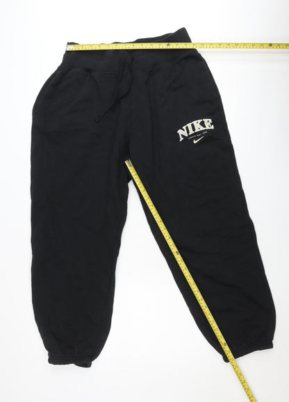 Nike Men Black Sweatpants M Regular Fit Fleece Logo Casual