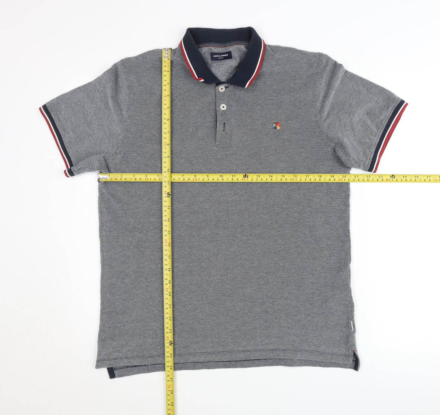 Jack & Jones Men’s Grey Polo Shirt Size M Short Sleeve Cotton Blend