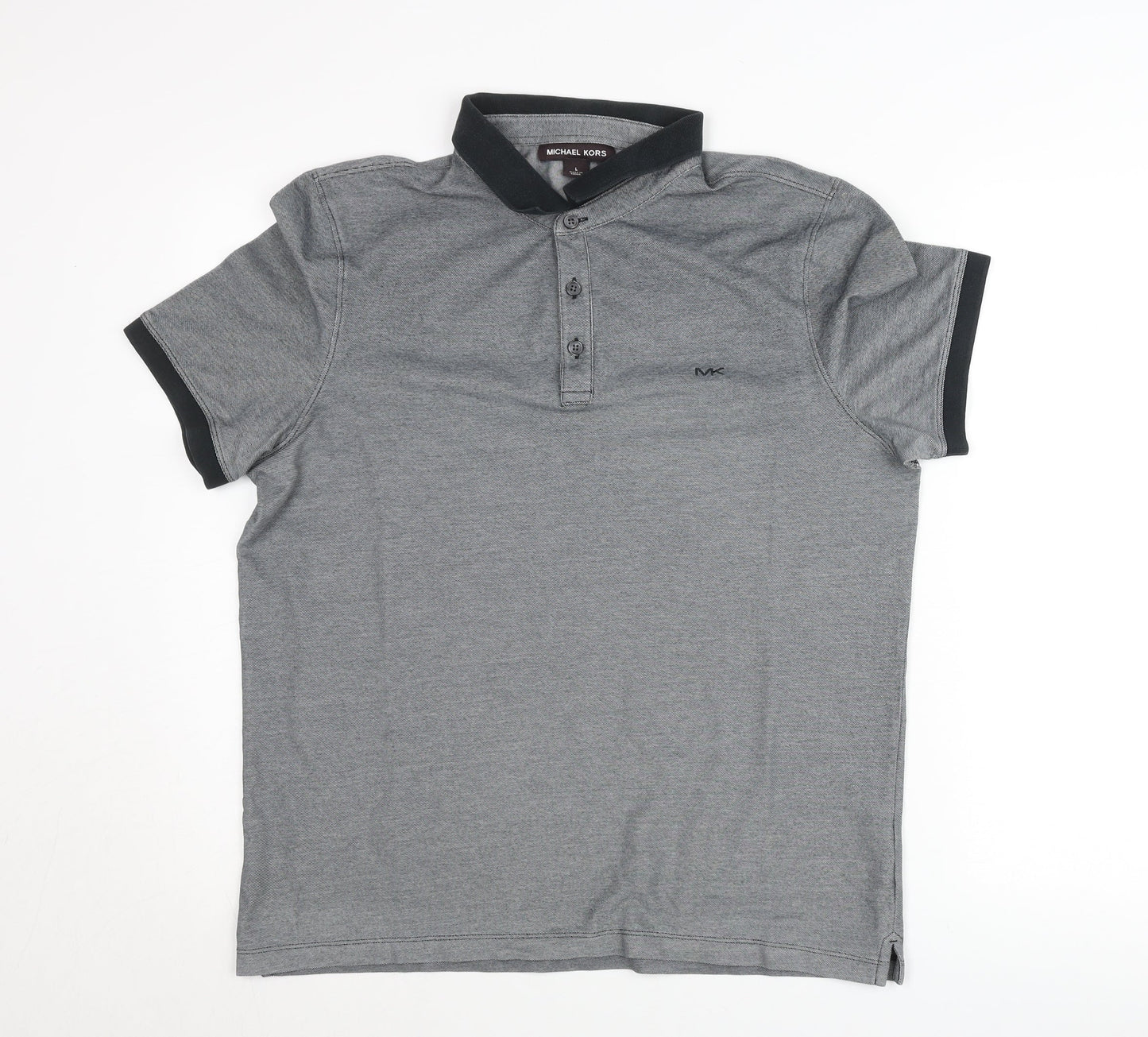 Michael Kors Men’s Grey Polo Shirt Size L Short Sleeve Logo Casual