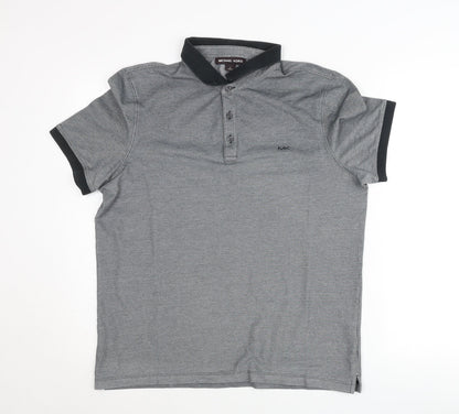 Michael Kors Men’s Grey Polo Shirt Size L Short Sleeve Logo Casual