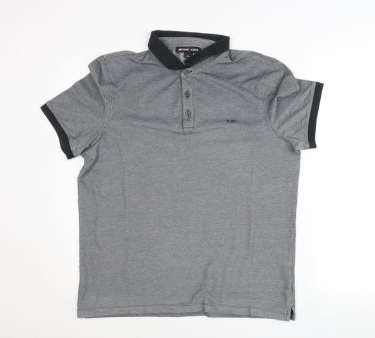 Michael Kors Men’s Grey Polo Shirt Size L Short Sleeve Logo Casual