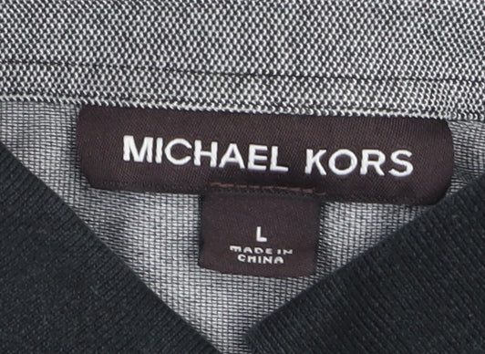 Michael Kors Men’s Grey Polo Shirt Size L Short Sleeve Logo Casual