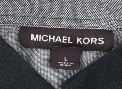 Michael Kors Men’s Grey Polo Shirt Size L Short Sleeve Logo Casual