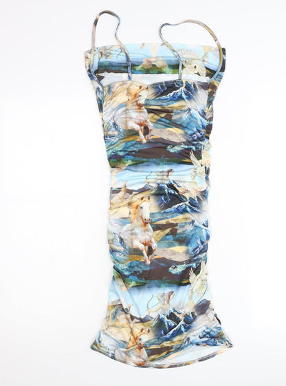 PrettyLittleThing Women’s Multicoloured Bodycon Mini Dress UK 4