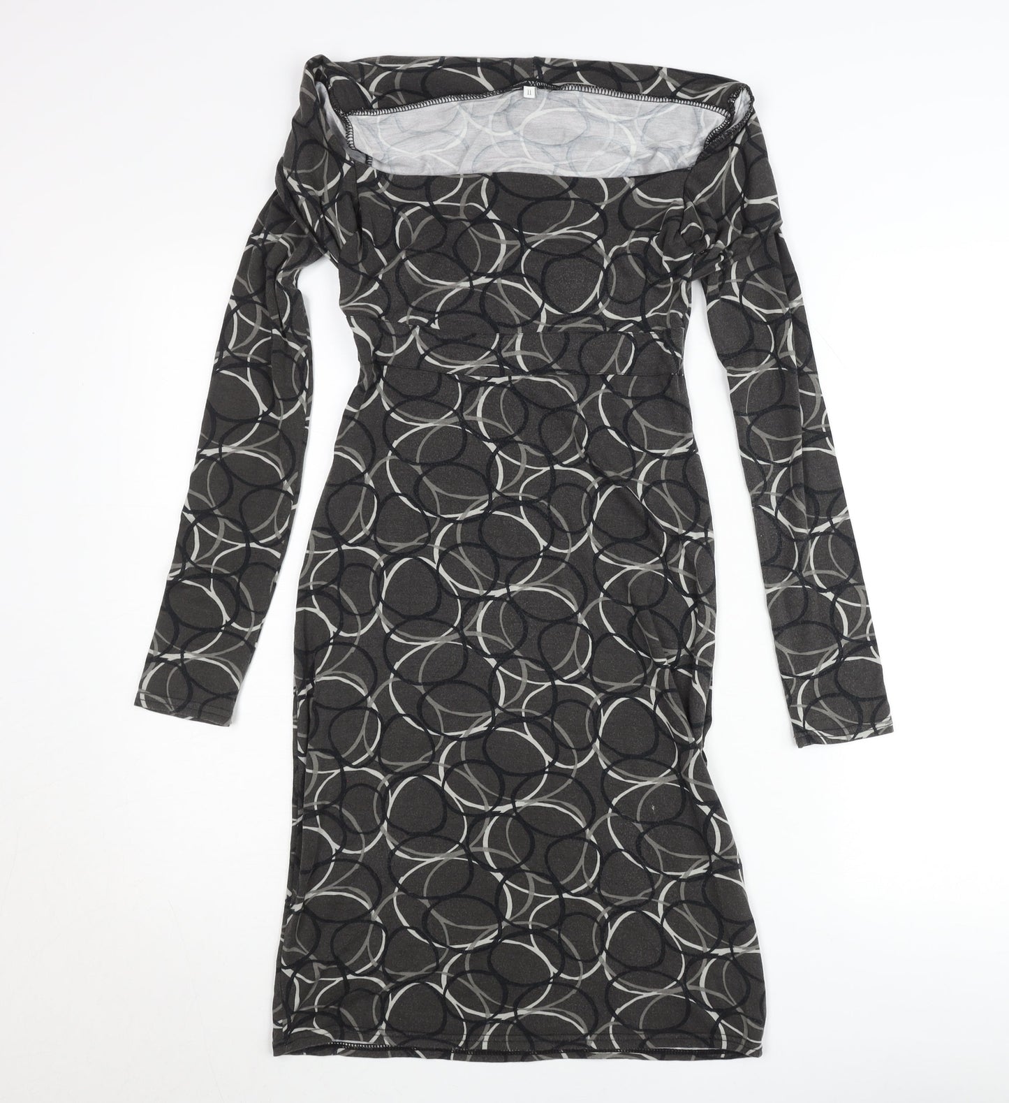 Le Group Women’s Black Geometric Bodycon Dress Size M Long Sleeve