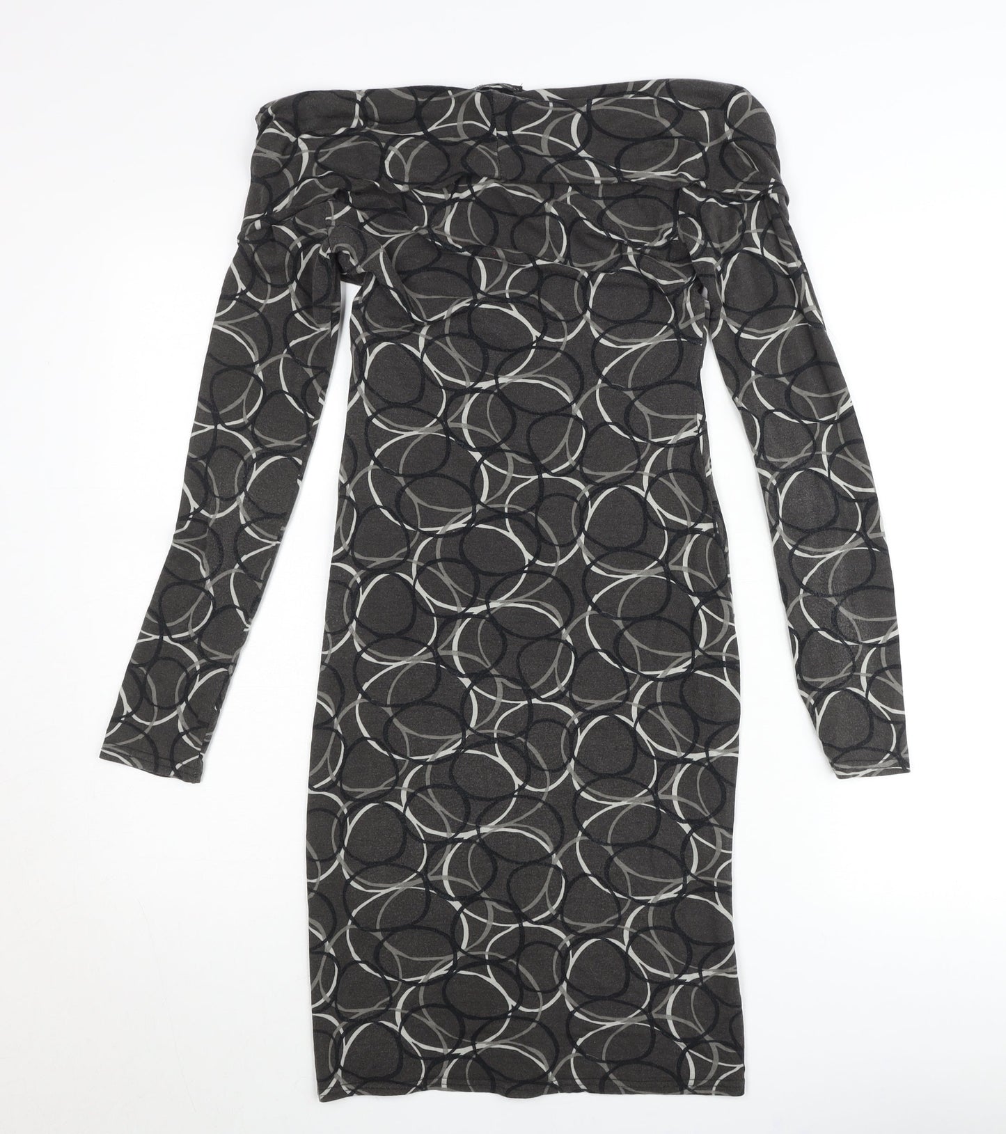 Le Group Women’s Black Geometric Bodycon Dress Size M Long Sleeve