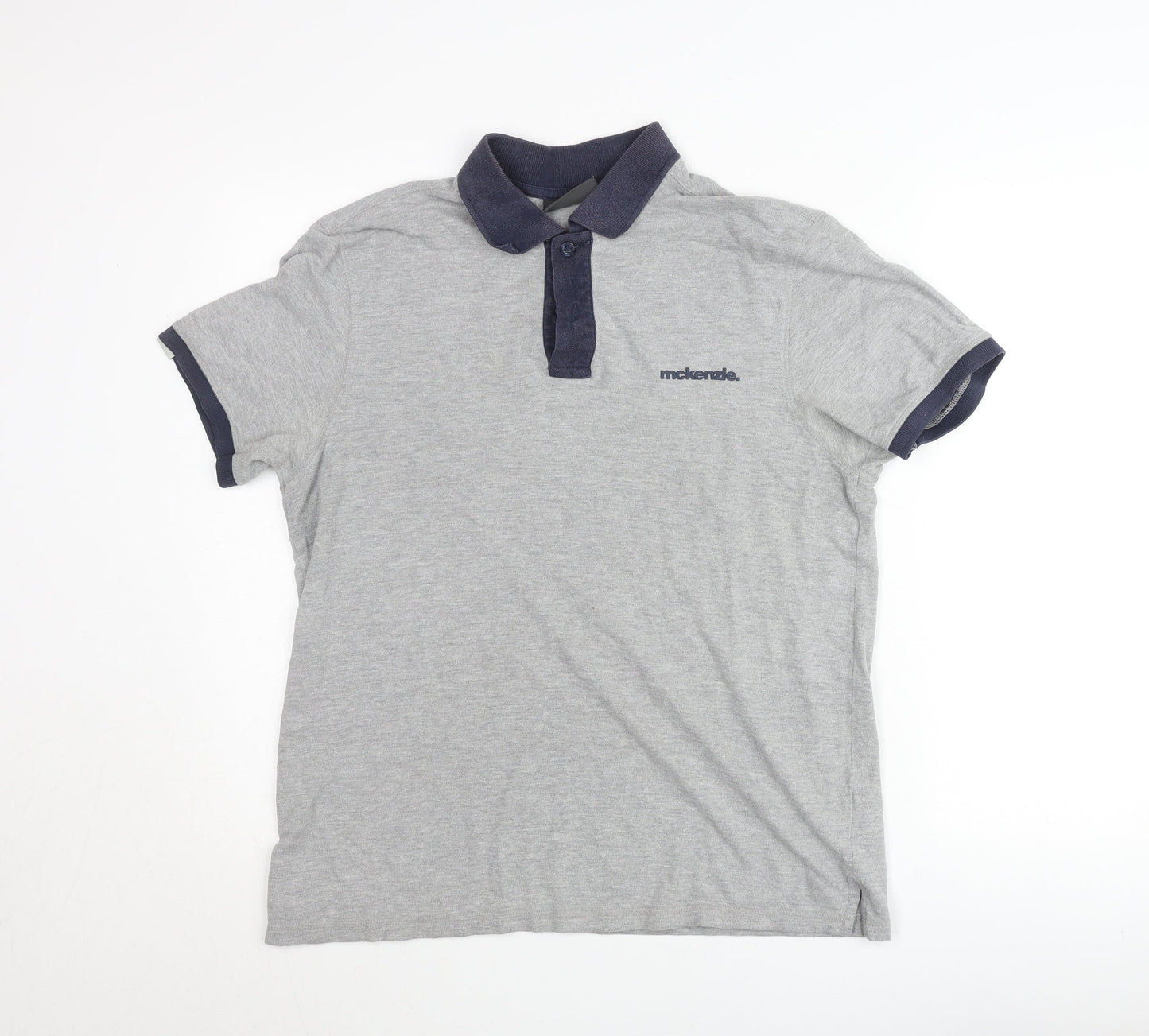 McKenzie Men's Grey Short Sleeve Polo Shirt Size M Cotton Blend