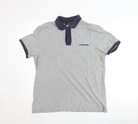 McKenzie Men's Grey Short Sleeve Polo Shirt Size M Cotton Blend