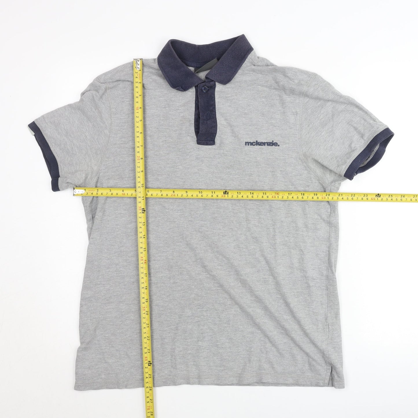 McKenzie Men's Grey Short Sleeve Polo Shirt Size M Cotton Blend