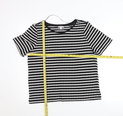 Street One Women’s Black White Striped Knit T-Shirt Size 12