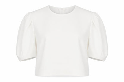 Zara Women White Cropped Blouse Flared Sleeve Size M