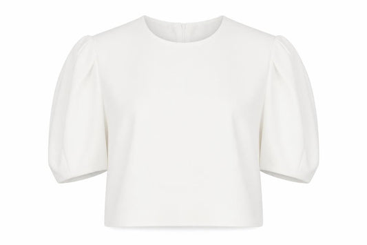 Zara Women White Cropped Blouse Flared Sleeve Size M