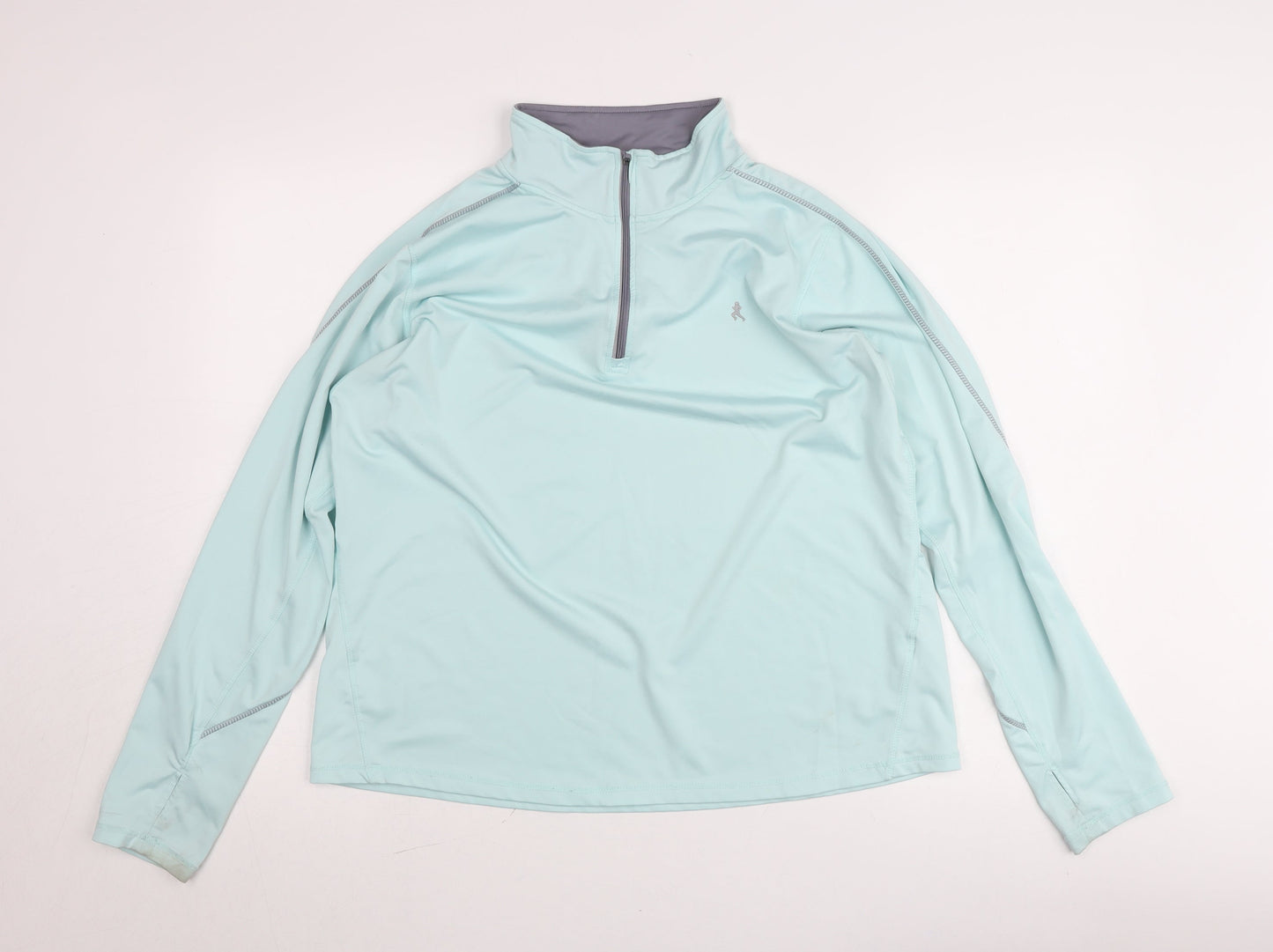 Work Out Womens Blue L Athletic Pullover Jumper 1/4 Zip Long Sleeve