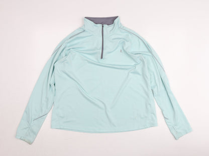 Work Out Womens Blue L Athletic Pullover Jumper 1/4 Zip Long Sleeve