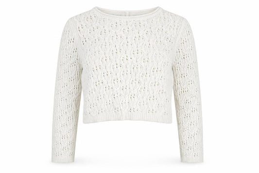 Object Womens White Cotton Open-Knit Pullover Jumper Size L