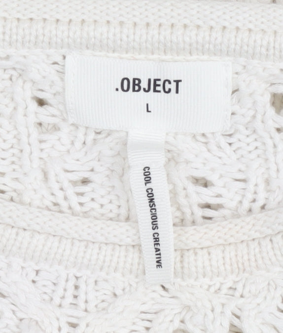 Object Womens White Cotton Open-Knit Pullover Jumper Size L