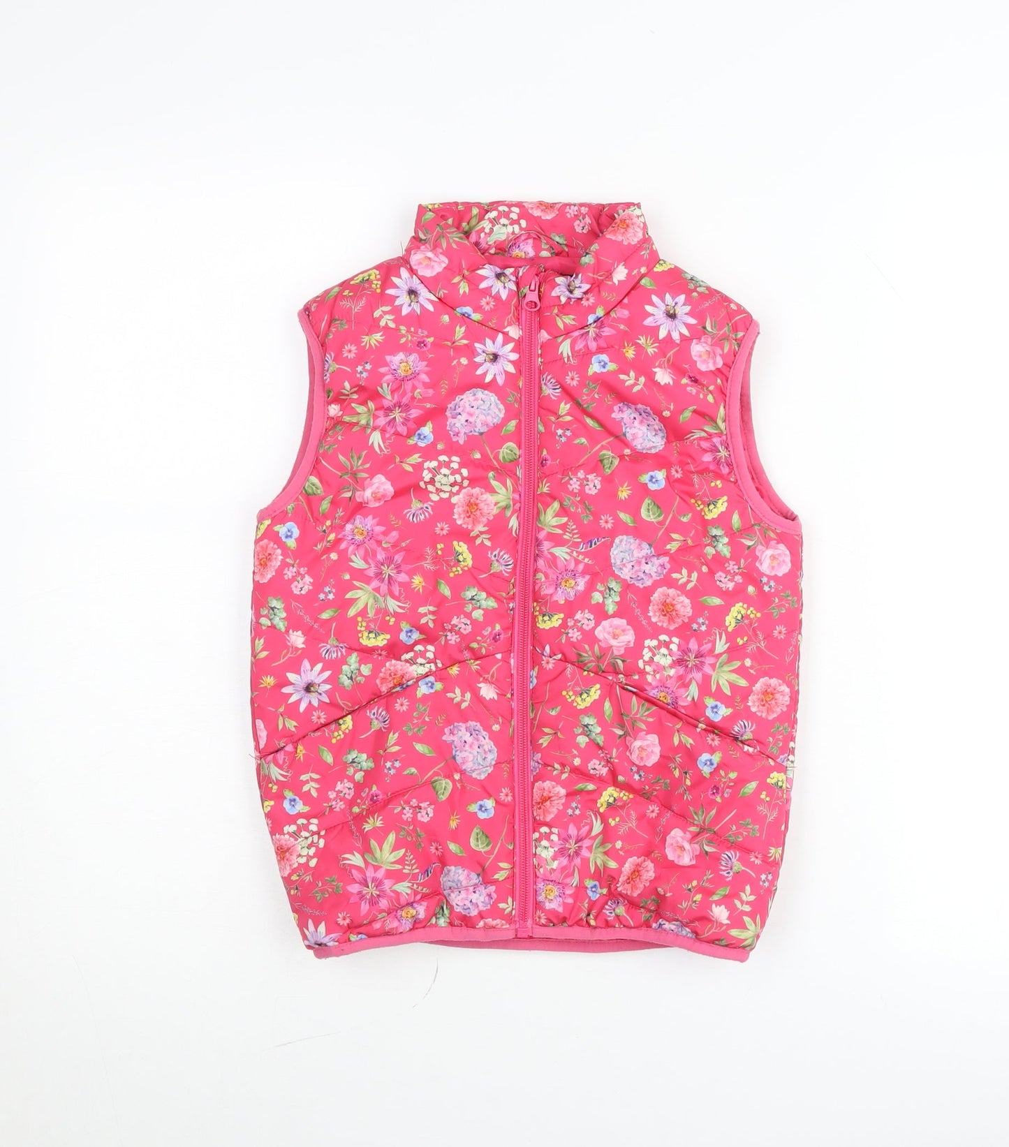 Name It Girls Pink Floral Padded Waistcoat Jacket 6 Years Polyester