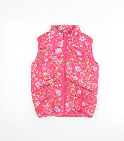 Name It Girls Pink Floral Padded Waistcoat Jacket 6 Years Polyester