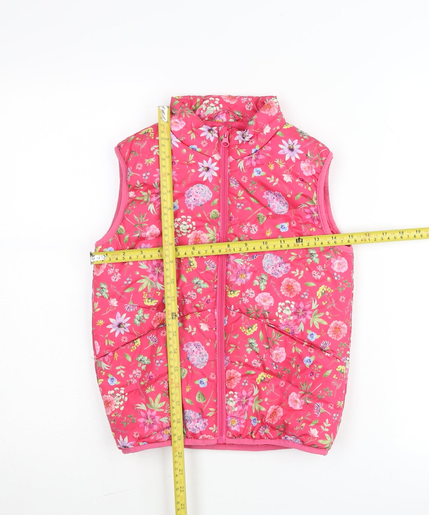 Name It Girls Pink Floral Padded Waistcoat Jacket 6 Years Polyester