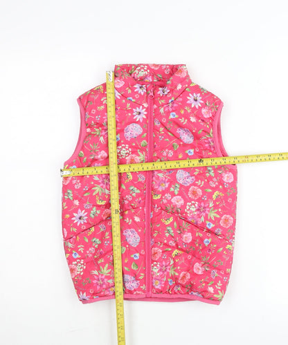 Name It Girls Pink Floral Padded Waistcoat Jacket 6 Years Polyester