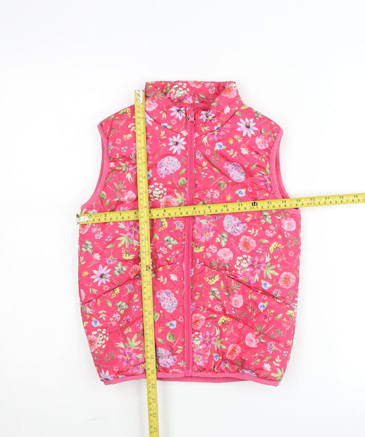 Name It Girls Pink Floral Padded Waistcoat Jacket 6 Years Polyester