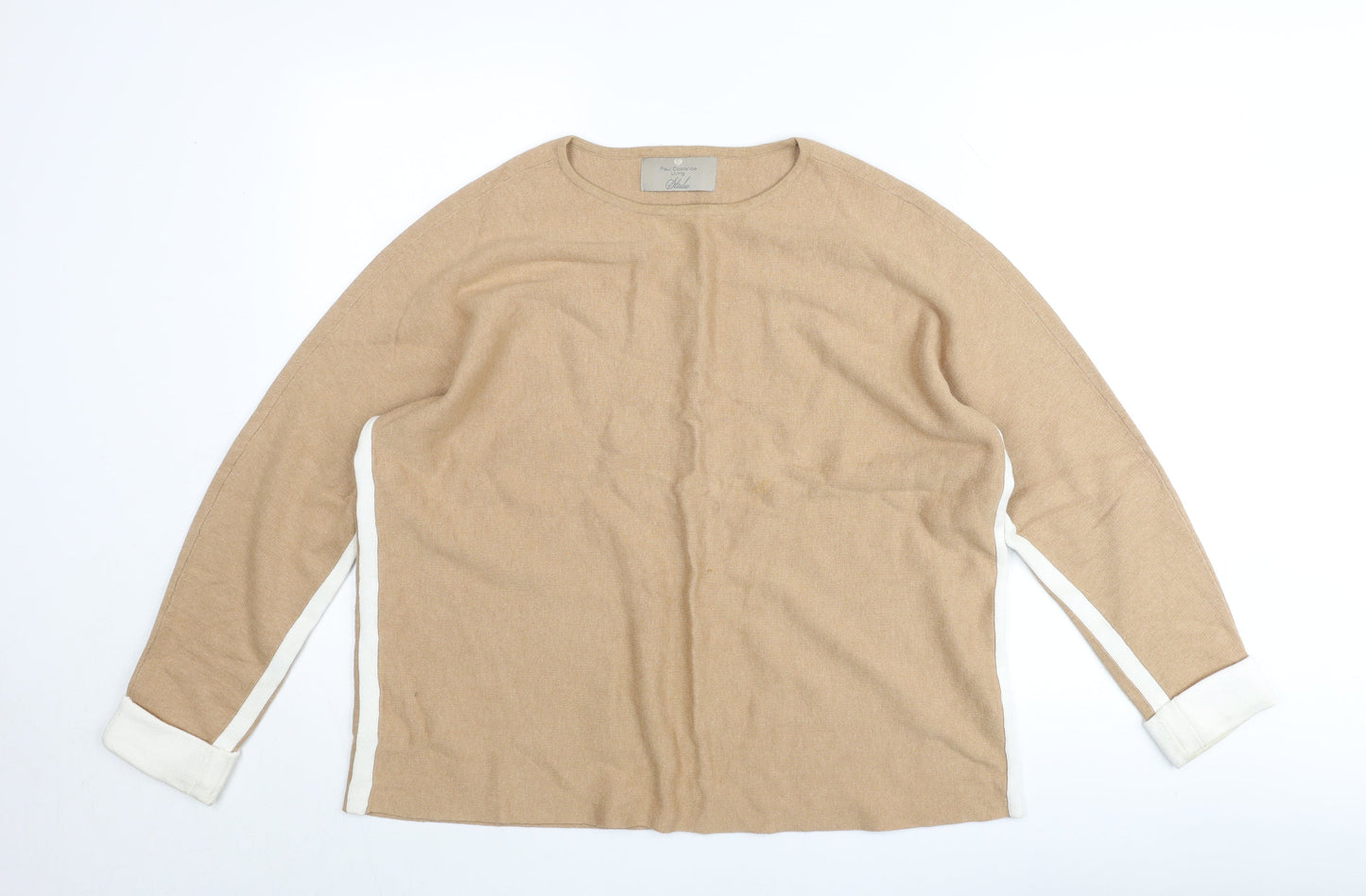 Paul Costelloe Women’s Beige Wool Pullover Jumper L Crew Neck