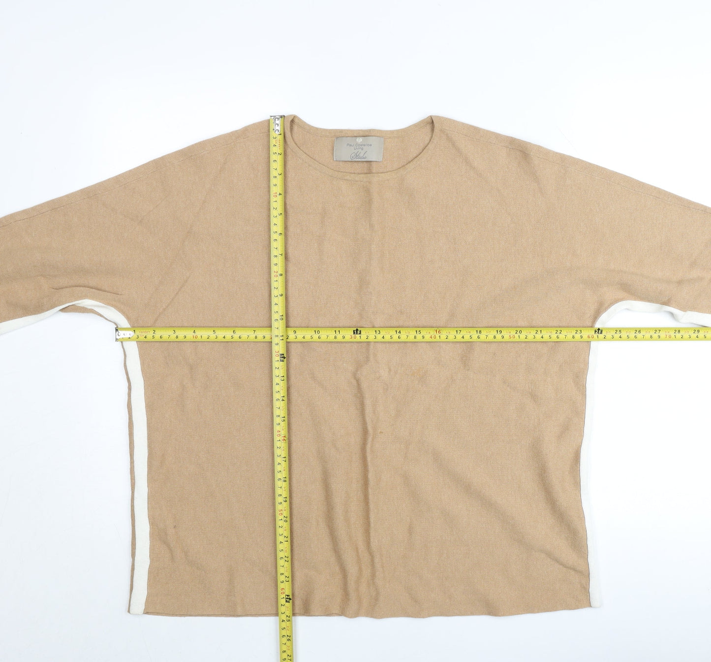 Paul Costelloe Women’s Beige Wool Pullover Jumper L Crew Neck