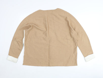 Paul Costelloe Women’s Beige Wool Pullover Jumper L Crew Neck