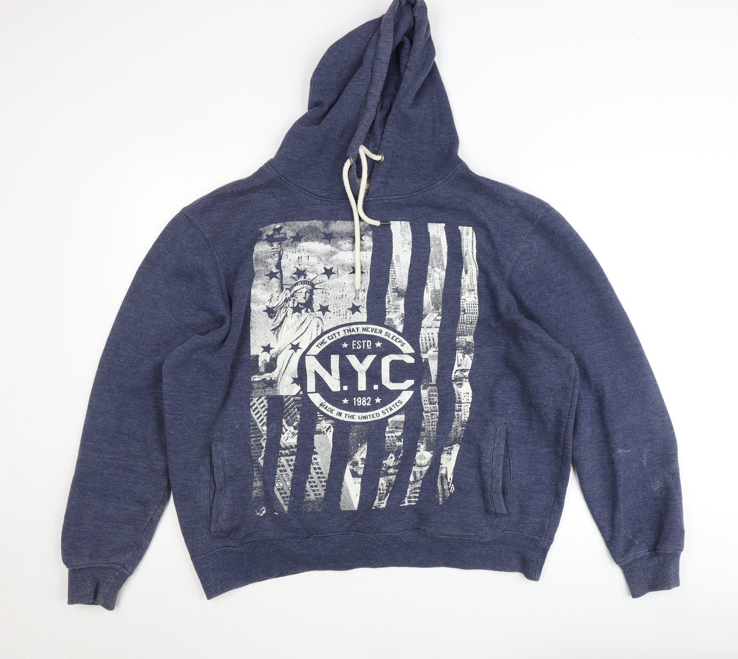 Cedar Wood State Men’s Blue XL NYC Graphic Pullover Hoodie