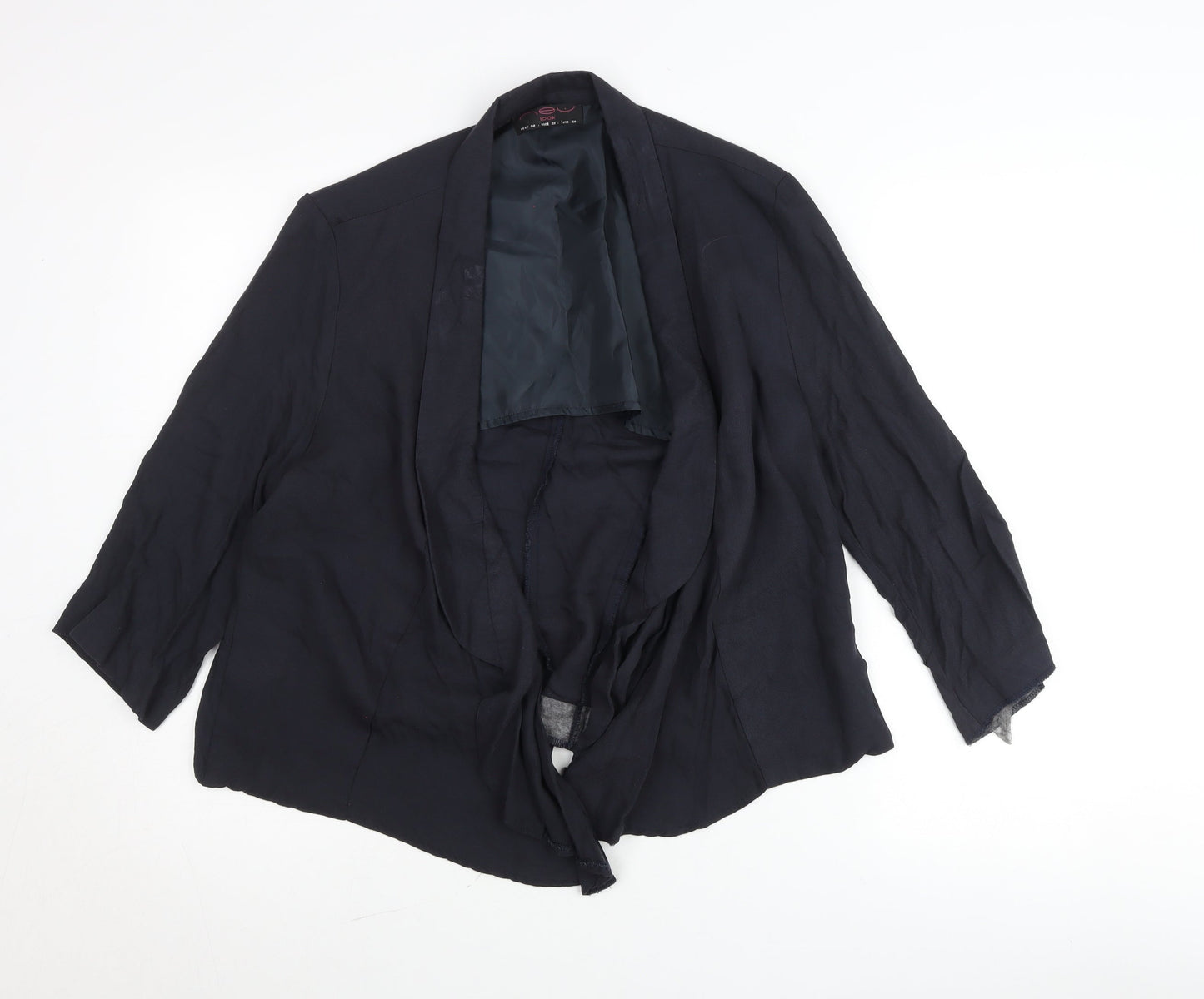 New Look Womens Black Cardigan Size 16 3/4 Sleeve Viscose