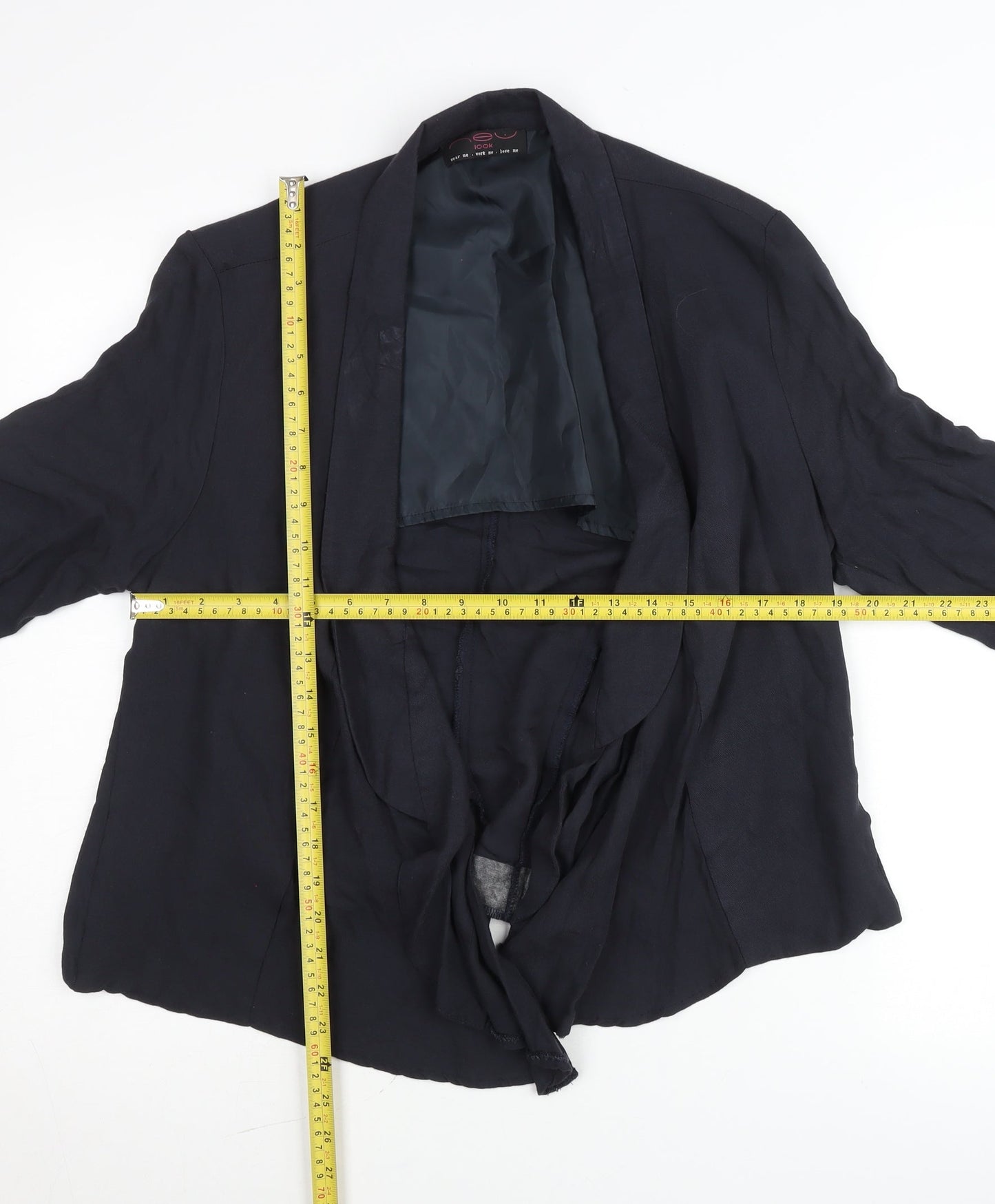 New Look Womens Black Cardigan Size 16 3/4 Sleeve Viscose