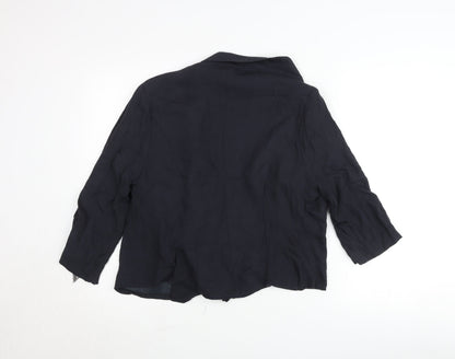 New Look Womens Black Cardigan Size 16 3/4 Sleeve Viscose