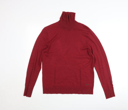 Bianca Women Red Roll Neck Long Sleeve Pullover Jumper Size 12