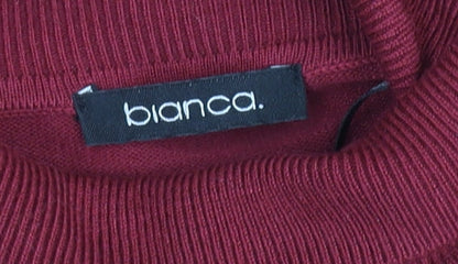 Bianca Women Red Roll Neck Long Sleeve Pullover Jumper Size 12