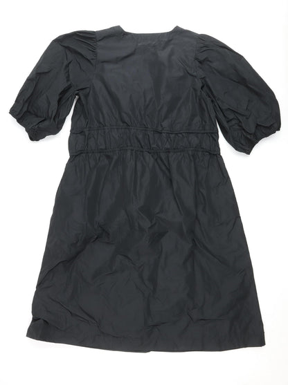 Carolyn Donnelly Womens Black Size 12 A-Line Ruched Puff Sleeve Dress